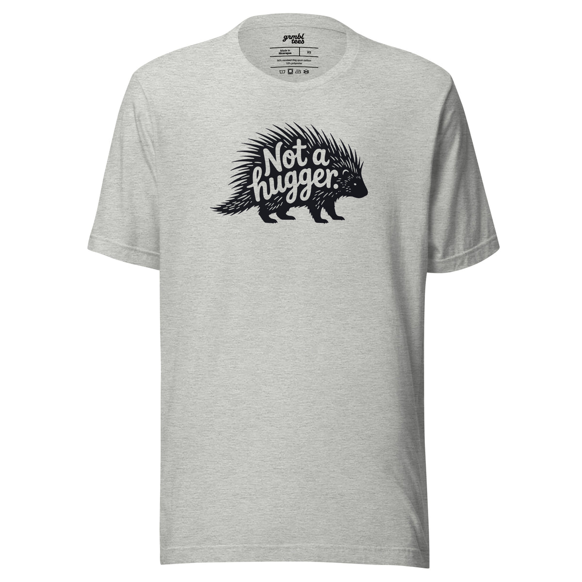 Funny Introvert Graphic T-shirt – Not a Hugger – gray – grmbl tees