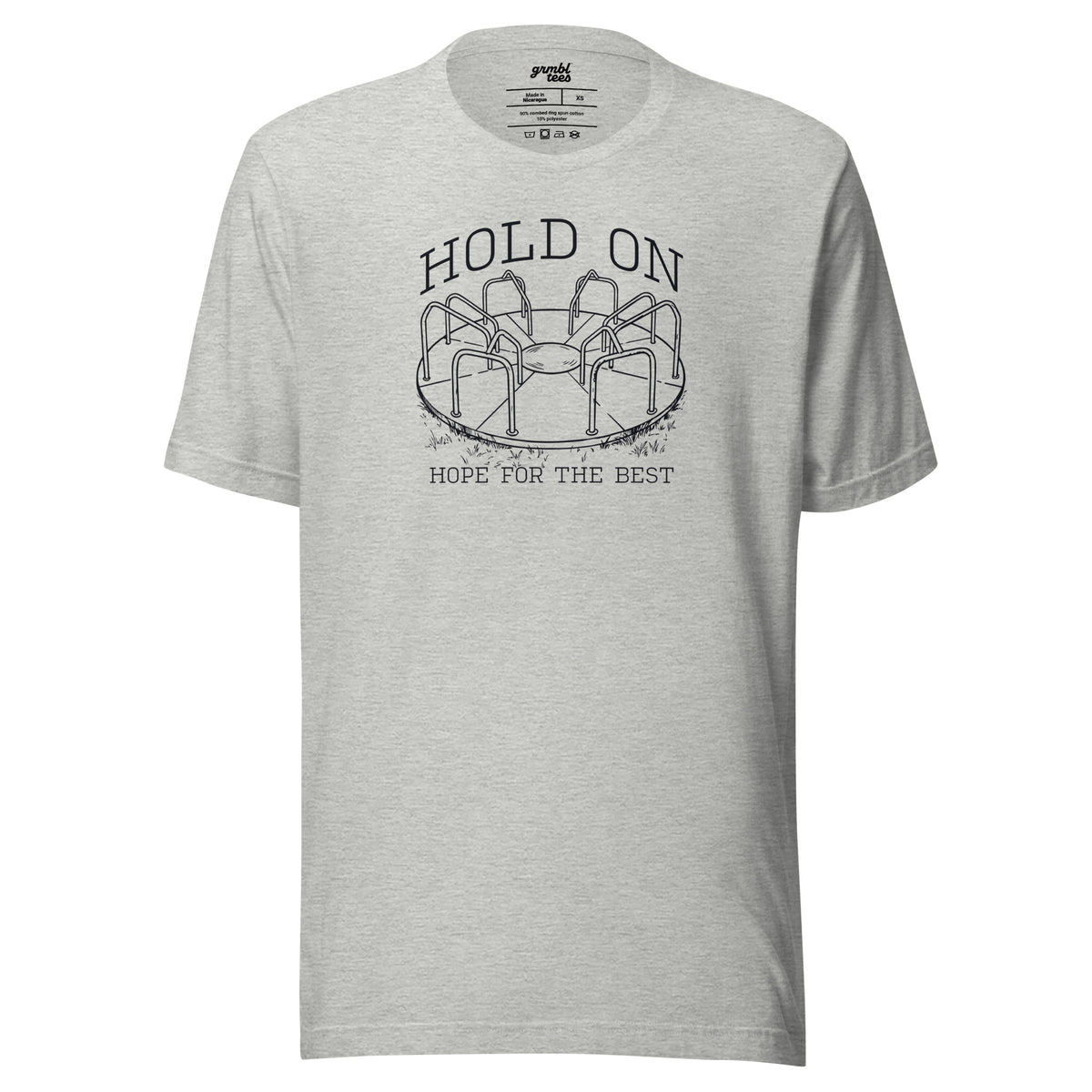 Hold On Hope for the Best – Funny Retro Playground T-Shirt – gray – grmbl tees