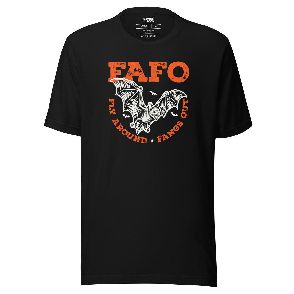 FAFO – Fly Around • Fangs Out – Funny Halloween Bat T-Shirt – black - grmbl tees