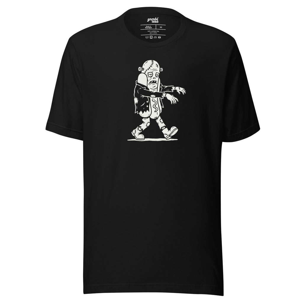 Graveyard Glizzy – Funny Halloween Zombie Hot Dog T-Shirt – black – grmbl tees