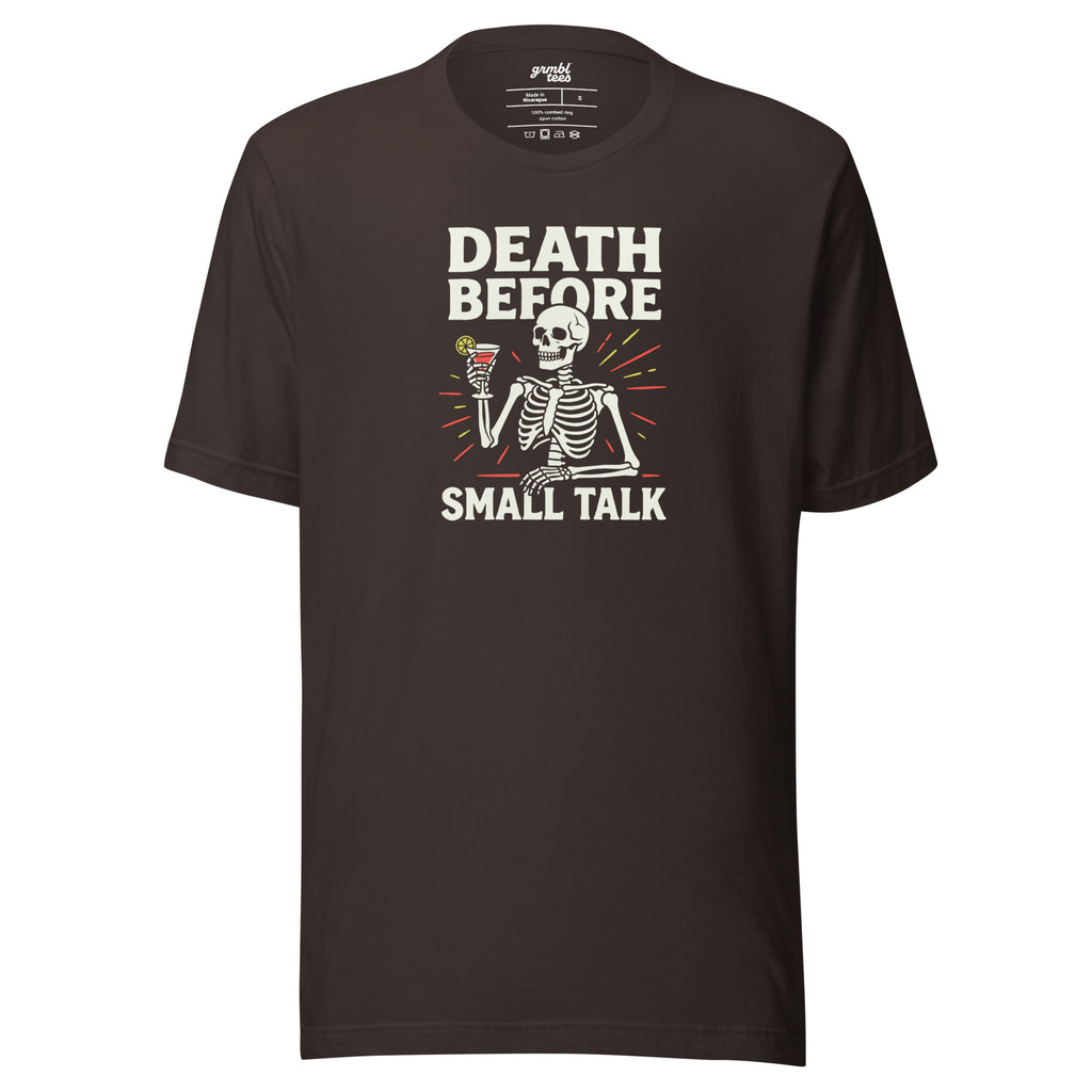 Death Before Small Talk – Introvert T-Shirt – brown