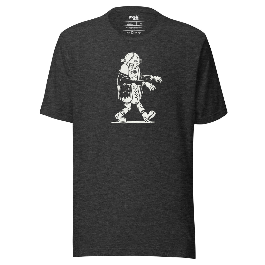 Graveyard Glizzy – Funny Halloween Zombie Hot Dog T-Shirt – Dark Gray – grmbl tees