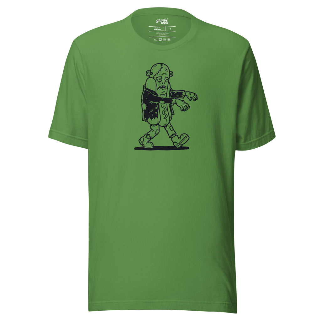 Graveyard Glizzy – Funny Halloween Zombie Hot Dog T-Shirt – green – grmbl tees