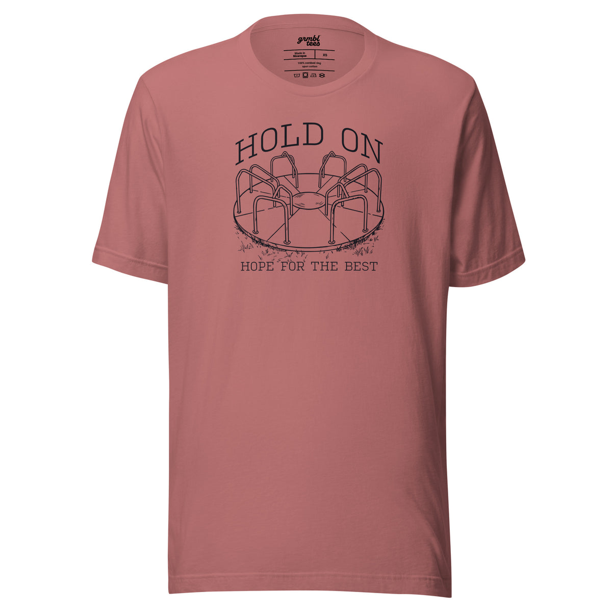 Hold On Hope for the Best – Funny Retro Playground T-Shirt – mauve – grmbl tees