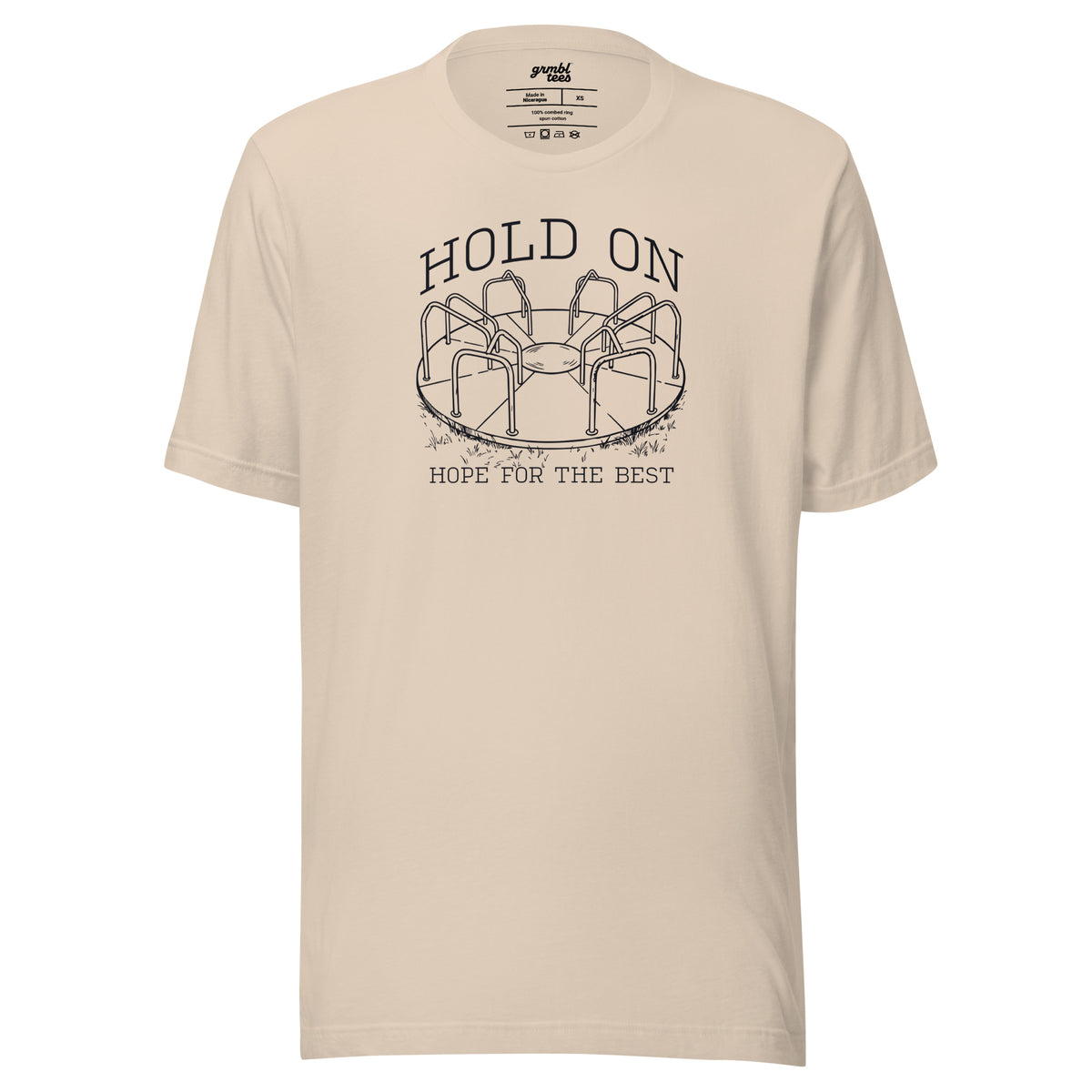 Hold On Hope for the Best – Funny Retro Playground T-Shirt – cream – grmbl tees

