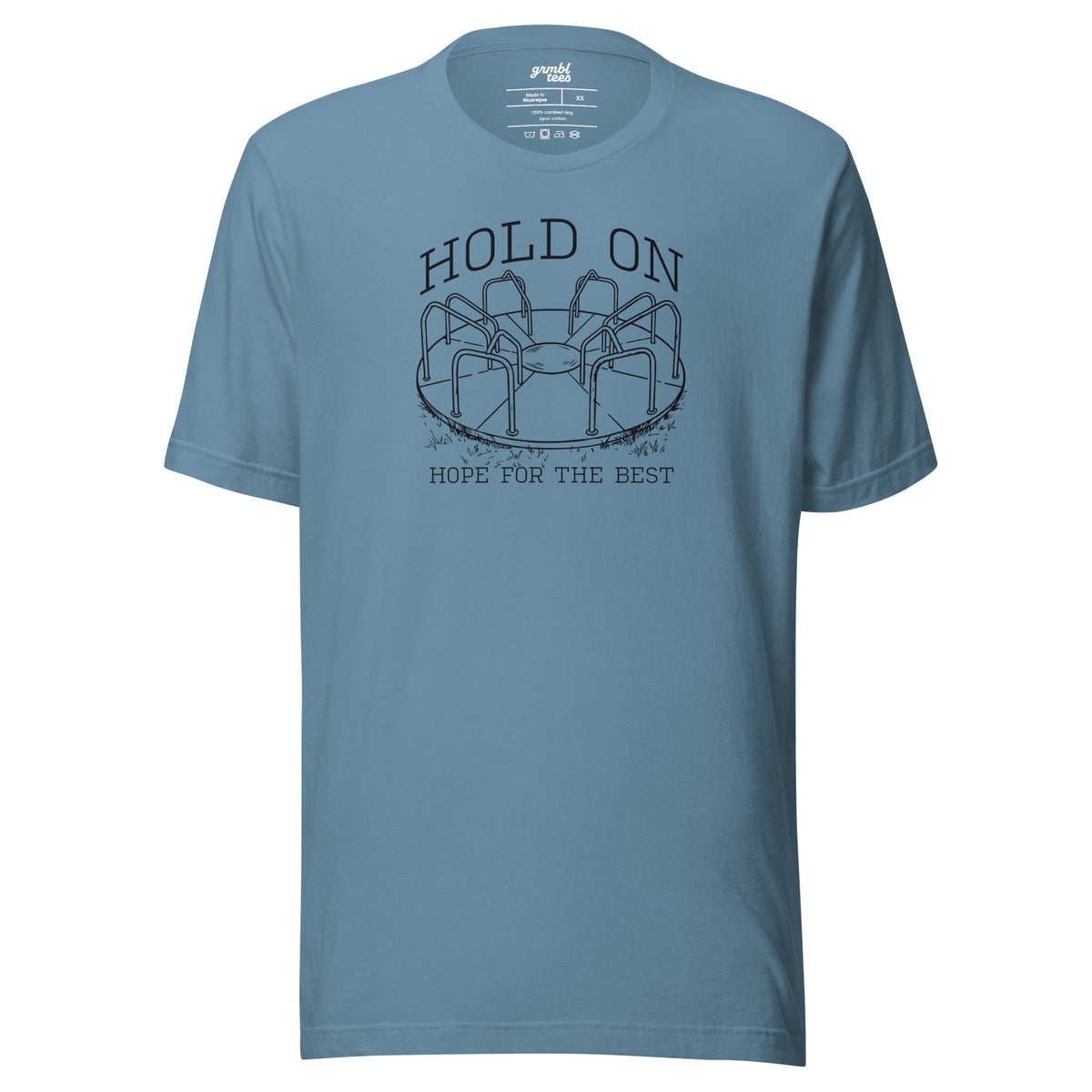 Hold On Hope for the Best – Funny Retro Playground T-Shirt – blue – grmbl tees