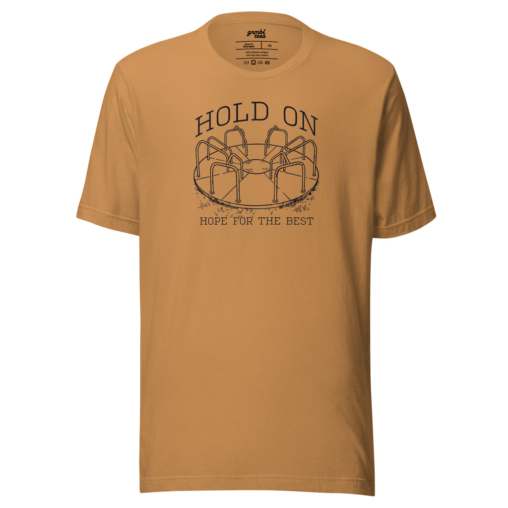 Hold On Hope for the Best – Funny Retro Playground T-Shirt – toast – grmbl tees
