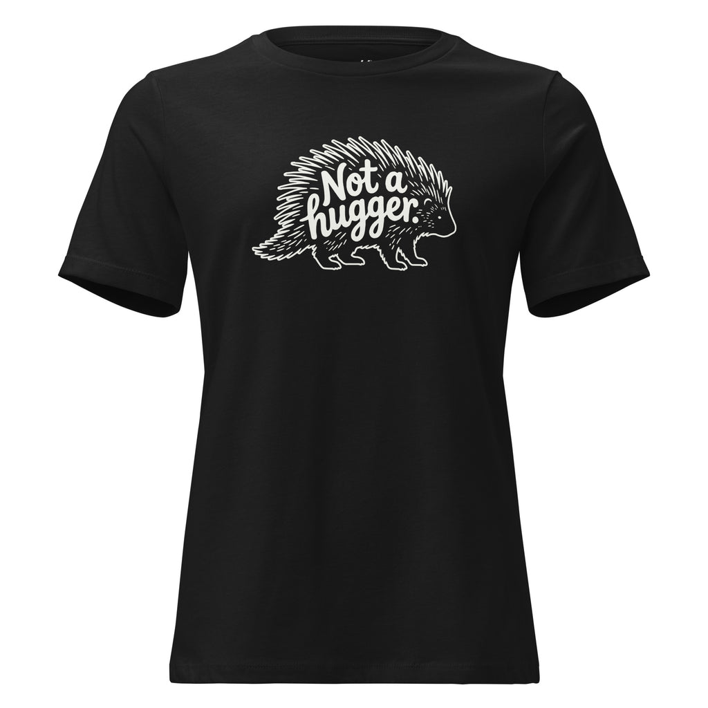 Funny Introvert T-Shirt for Women – Not a Hugger – black – grmbl tees