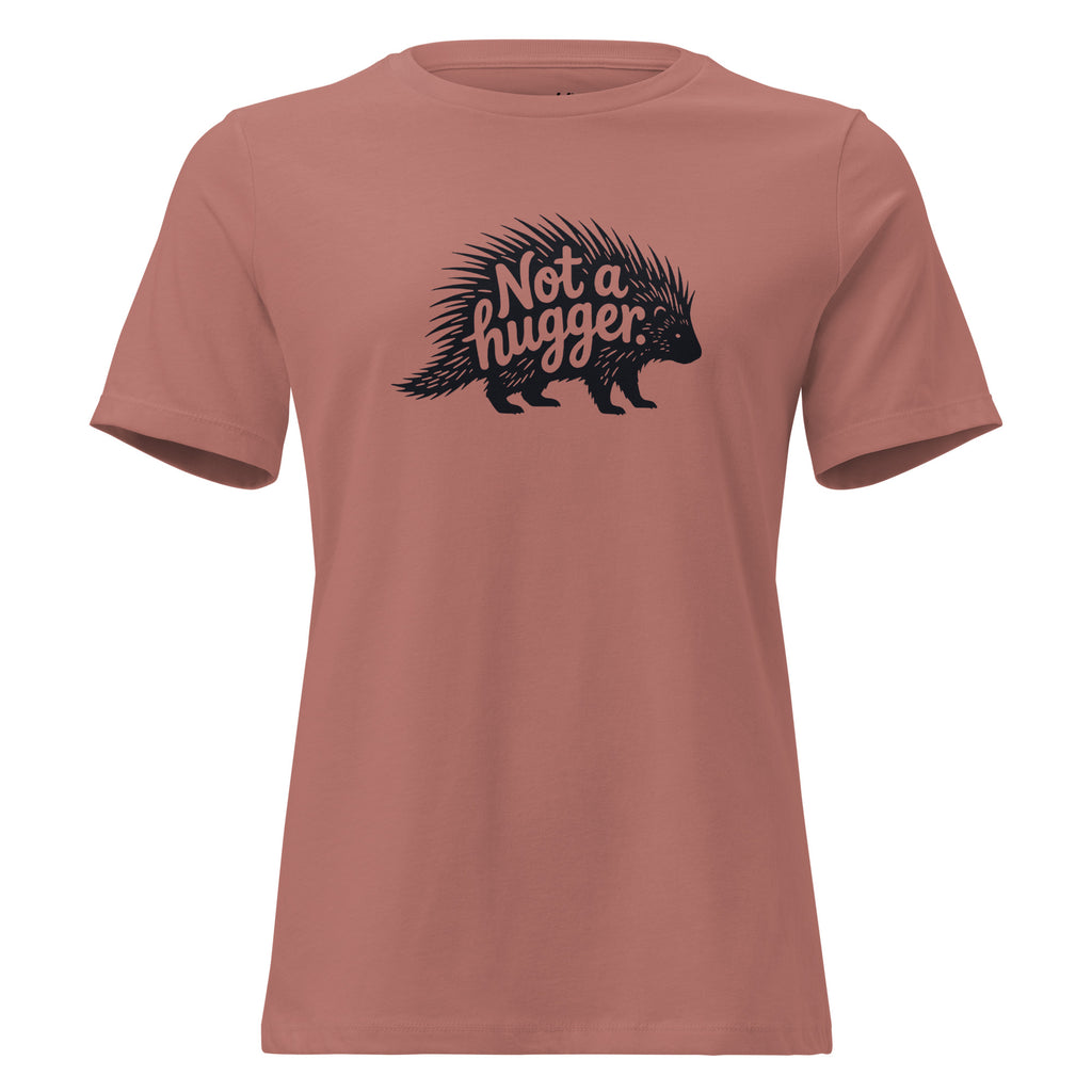Funny Introvert T-Shirt for Women – Not a Hugger – mauve – grmbl tees